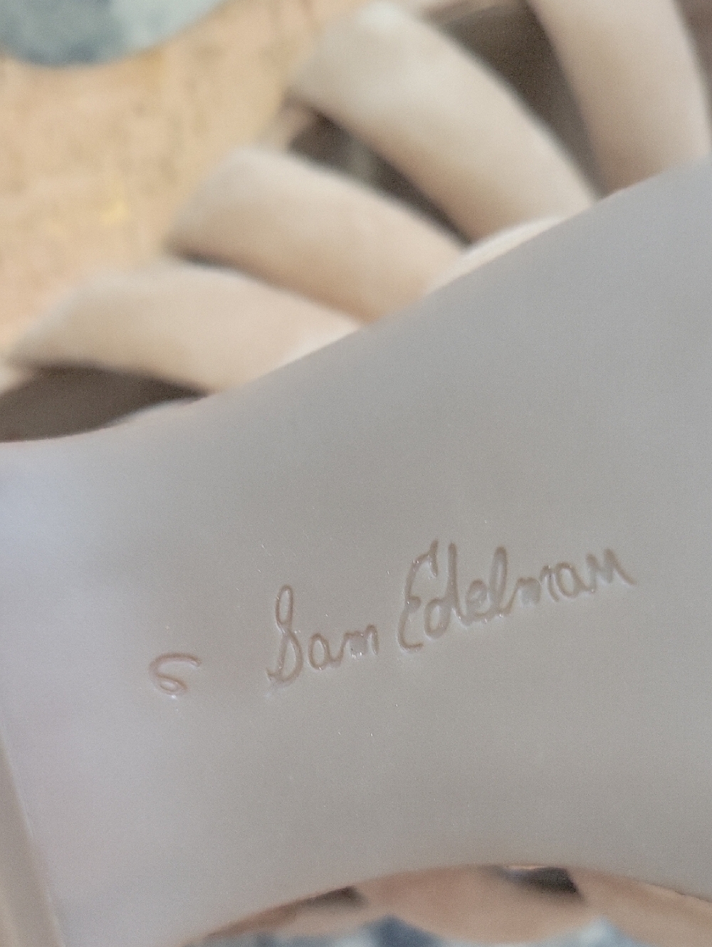 Sam Edelman Nude Beige Cork Wedge Slide Mules - Picture 8 of 10